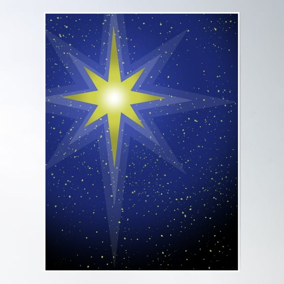 Christmas Star On Dark Sky Poster Wall Art, Modern Wall Decor, 8x12 UNFRAMED
