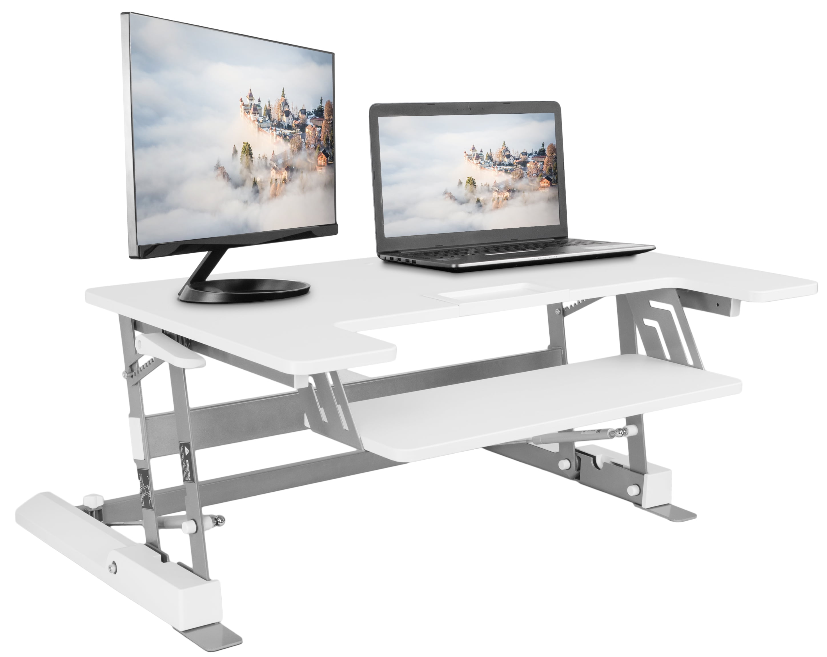 VIVO Height Adjustable Standing Desk Monitor Riser Gas Spring White