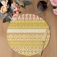 thumbnail image 3 of Yellow Khaki Boho Round 15 Inch Placemats Set of 2, Vintage Ethnic Tribe Abstract Art HeatResistant Non Slip Place Mats for Dining Table, Wipeable Braided Kitchen Table Mats for Housewarming, 3 of 9