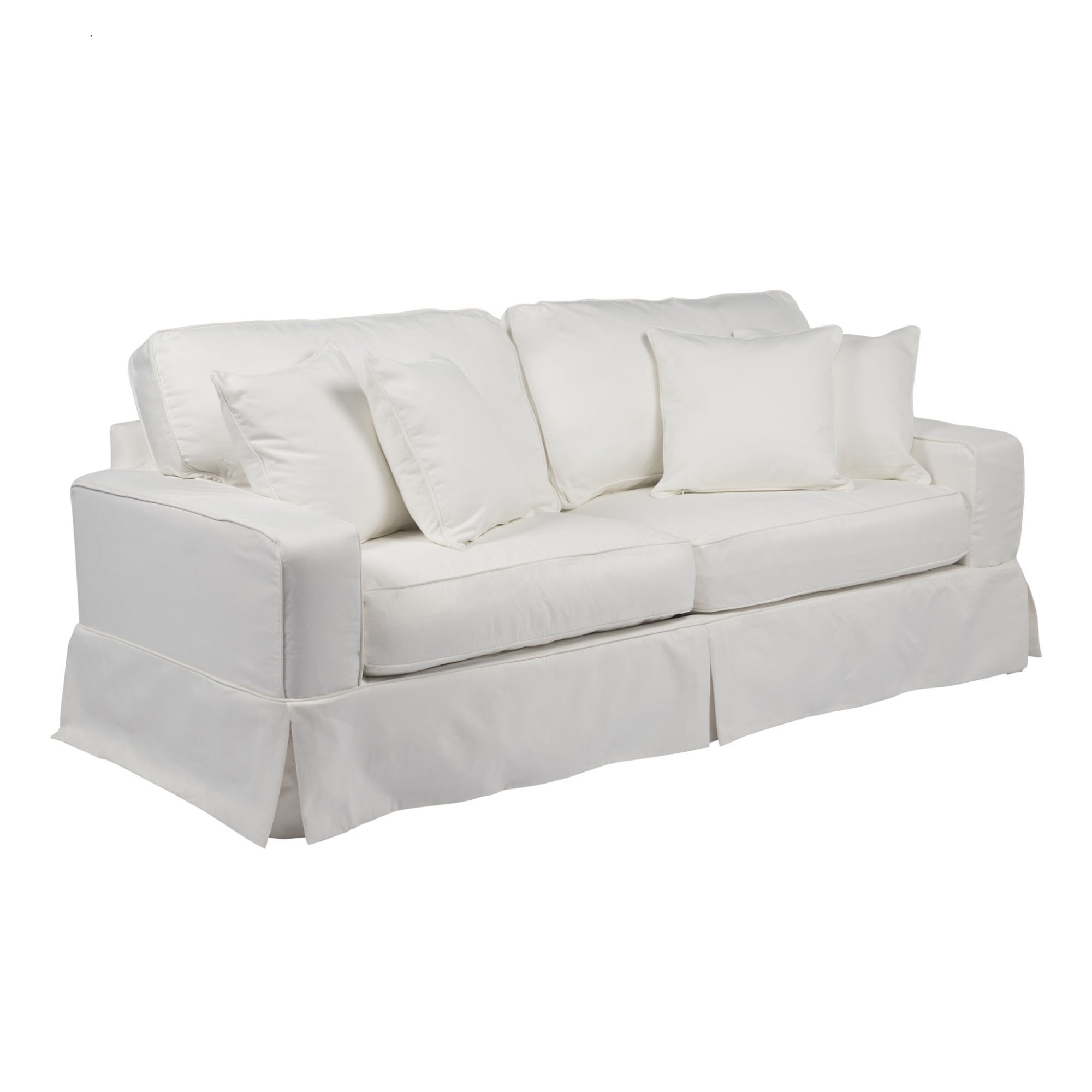 Sunset Trading Americana Slipcover for Box Cushion Track Arm Sofa | Stain  Resistant Performance Fabric | White
