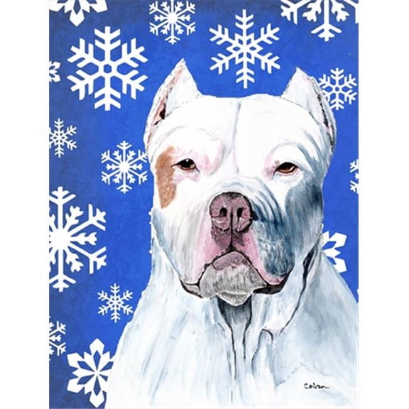 11 x 15 in. Pit Bull Winter Snowflakes Holiday Garden Size Flag