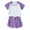 AB564 Purple, variant on Bainana Toddler Outfit Set For Girls Summer Color Block Short Sleeve Crew Neck Tops And Shorts Set Fashion Stylish Little Girls Summer School Sport Athletic Wear Size 3-4 Years Black