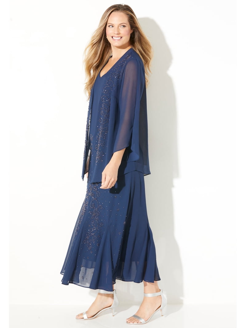 Catherines Women's Plus Size Masquerade Beaded Dress Set with Jacket (Petite  Available) - Walmart.com