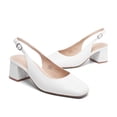 thumbnail image 3 of BURUDANI Womens Slingback Low Chunky Heels Pumps Square Toe Block Dress Shoes, 3 of 7