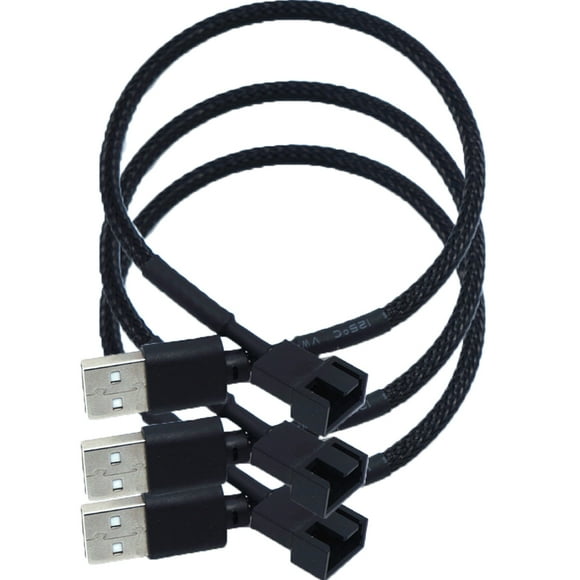 CIMAXIC 3Pc USB to 4Pin Fan Adapter Cables 4Pin Computer PC Fan Power Cable Connector Adapter Connect (Black),11.81"X0.24"X0.24"