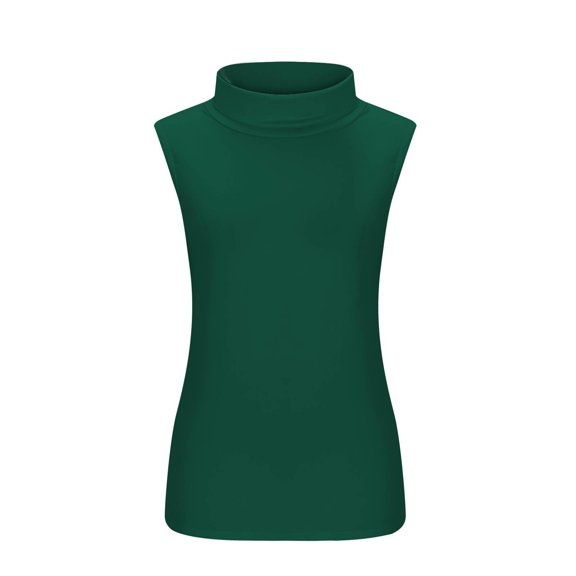 Camisole Tops for Women Top Tee Fit Turtleneck Slim Blouse Shirt Sleeveless Solid Blouse Features: Womens Summer Tank Tops