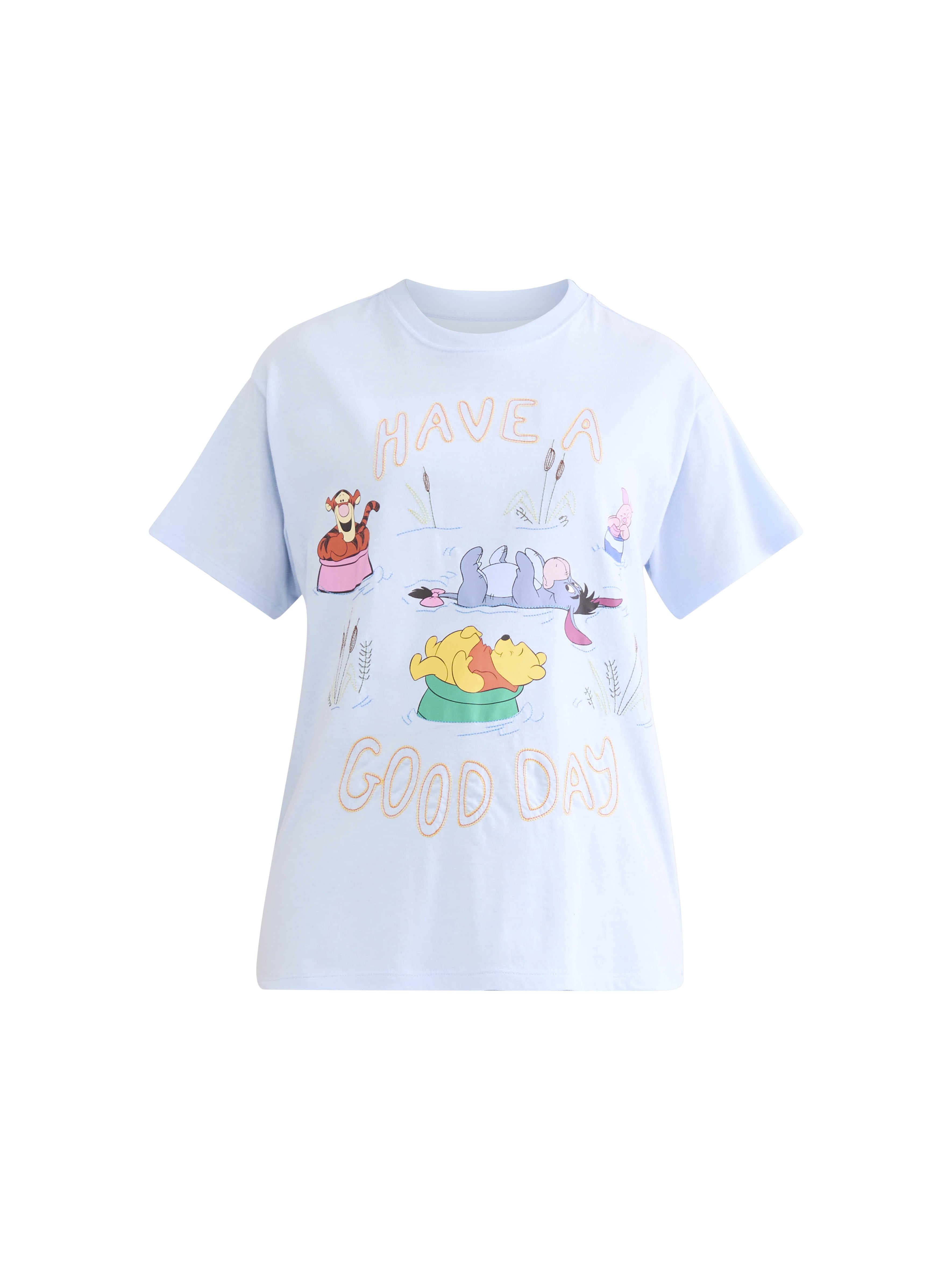 Winnie the Pooh Women’s Graphic Tee with Embroidery, Sizes XXS-XXL