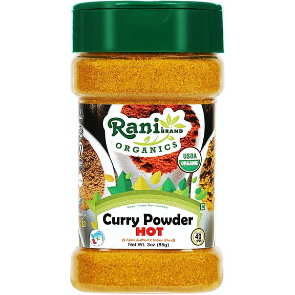 Rani Organic Curry Powder Hot (9-Spice Authentic Indian Blend) 3oz (85g) PET Jar ~ All Natural | Salt-Free | Vegan | Gluten Friendly | NON-GMO | Indian Origin | USDA Certified Organic