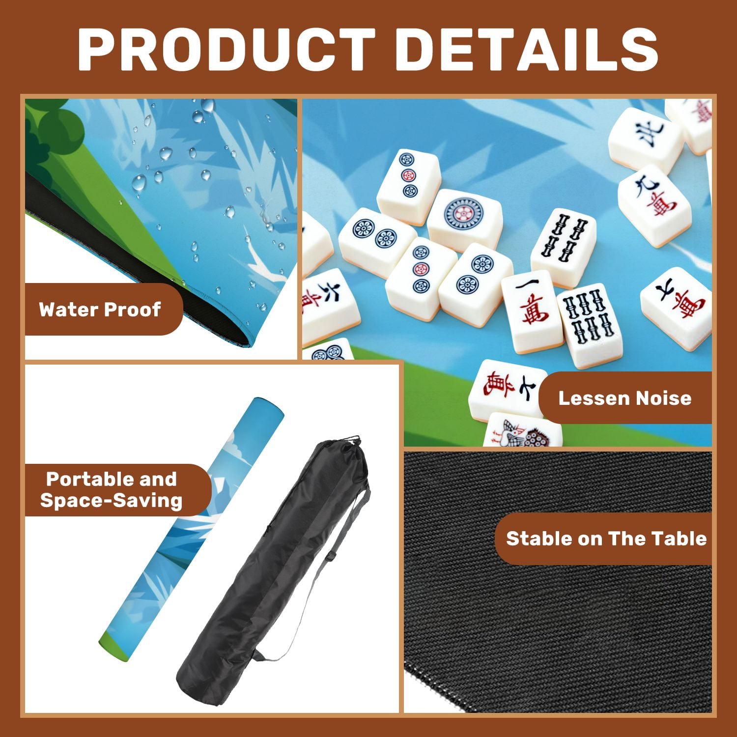 Mahjong Mat 31.5" x 31.5" Graphic design snow capped mountain surrounding lake Non-Slip Noise Reduction American Mahjong Tiles Table Cover for Dominoes Poker Card Board Games Gift
