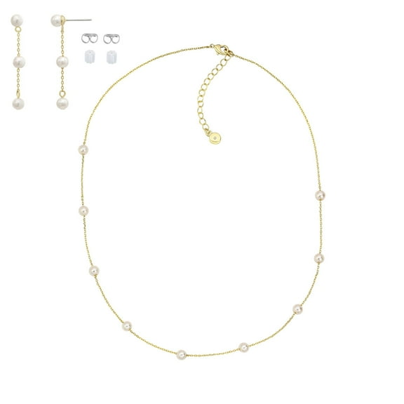 Believe by Brilliance Women's Simulated Pearl Set in 14KT Gold Flash Plated Brass