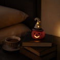 thumbnail image 4 of Clearance! Halloween Witch Hat Ceramic Light Up Pumpkin Figurine LED Night Light Candle Style Glowing Pumpkin Statue Tabletop Decor for Fall Thanksgiving Home Display Ornament, 4 of 5
