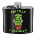thumbnail image 1 of Prickly Customer Cactus Funny Humor Stainless Steel 5oz Hip Drink Kidney Flask, 1 of 4
