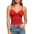 thumbnail image 7 of Noric Women's Summer Crop Tank Top Spaghetti Strap Sweetheart Neck Skinny Ruched Front Casual Sleeveless Camisole Tops, 7 of 7