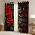 thumbnail image 4 of jejeloiu Christmas Flower Floral Curtains Pack of 2 (42x84 Each),Red Geometric Plaid Curtains Blackout,Rustic Farmhouse Cabin Bedroom Curtains For Men Women,Breathable Home Decor, 4 of 6