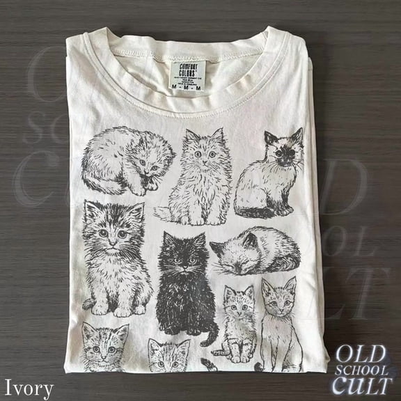 Cats 90s Vintage Tattoo Tshirt, Retro Y2k Kitten Shirt, Cat Lovers Gift, Cute Cat Shirts,Nature Unisex T-Shirt