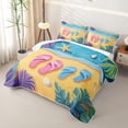 thumbnail image 3 of Manfei Sea Beach Flip Flops Quilt King,Beautiful Plant King Coverlet Set,Pink Blue,3pcs, 3 of 7