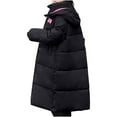 thumbnail image 6 of Fartey Womens Long Quilted Coat Winter Full Zip Thickened Warm Coats Loose Casual Hooded Padded Jacket Solid Color Long Sleeve Parka Jackets with Pockets, 6 of 9