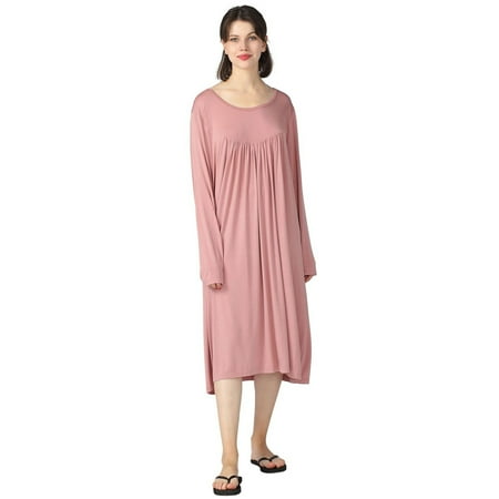 

Nightgowns Long Sleeve Lounge Dress Women Plus Size Loungewear O neck loose Full Length maxi Sleepshirt 3XL-7XL