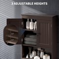 thumbnail image 5 of Over The Toilet Storage Cabinet with Open Shelf, Over Toilet Bathroom Organizer with Adjustable Shelf and Double Doors, Over The Toilet Storage Shelf Free Standing for Bathroom - Espresso, 5 of 6