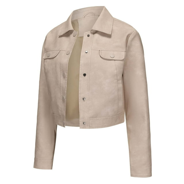 LOVZFMLL Vestes pour Femmes Couleur Unie Courte Fine Veste en Cuir Manches Longues Veste Décontractée à Capuche