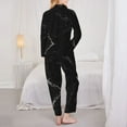 thumbnail image 5 of Junzan Black Marble Texture Abstract Print Womens Pajama Sets,Long Sleeve Button Down For Women Pjs 2 Piece, 5 of 9