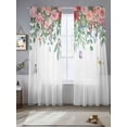 thumbnail image 2 of Watercolor Roses Sheer Curtains 84 Inch Length 2 Panels Set, Spring Flowers Leaves Butterflies Botanical Voile Window Treatment Curtains Sheers Drapes for Bedroom/Living Room/Kitchen 52"x84"x2, 2 of 7