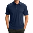 thumbnail image 3 of HAOTAGS Men’s Short Sleeve Waffle-Knit Polo Shirt, Classic Collar Lightweight & Breathable Casual Top Navy 3XL, 3 of 8