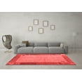 thumbnail image 3 of Ahgly Company Machine Washable Indoor Round Abstract Red Modern Area Rugs, 3' Round, 3 of 4