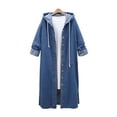 thumbnail image 1 of Veste Longue en Denim pour Femmes Manteau en Jean à Capuche, 1 of 2