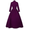 thumbnail image 6 of HXWCHs Women's Gothic Dress Solid Color Slim Waist Retro Victorian Evening Gown Purple XL, 6 of 8