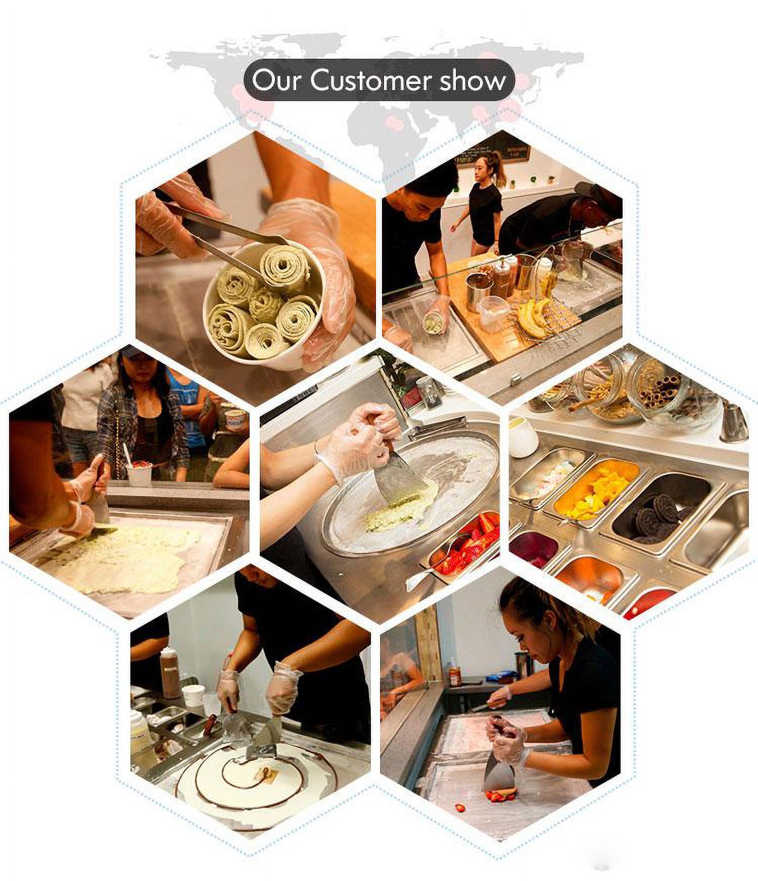 Kolice Commecial Single Square pan + 6 Pre-Cooling Buckets Roll Ice Cream Machine Fried Ice Cream Maker