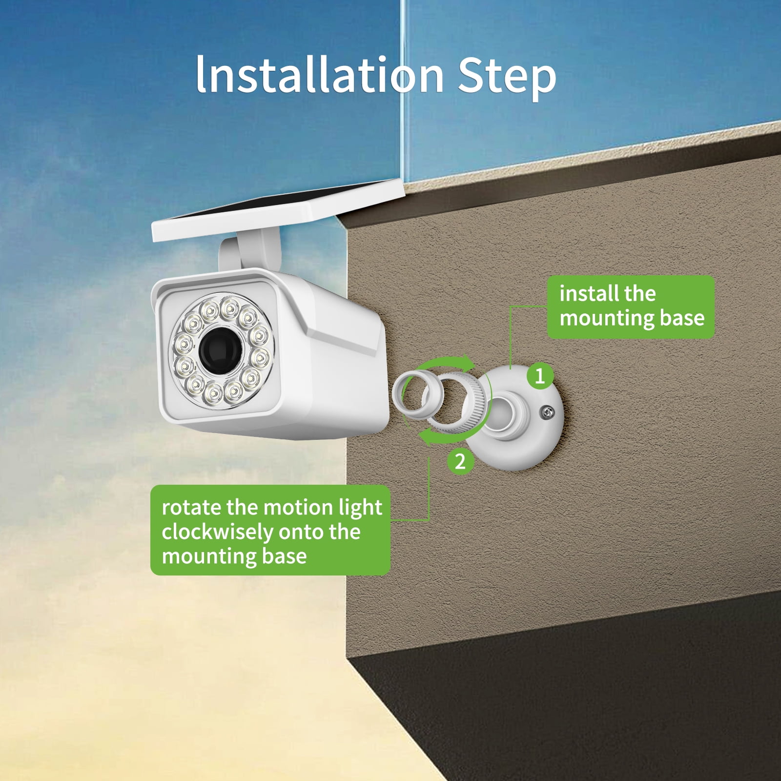 Hyper Tough Solar Motion Security Light, Simulated Camera, White, 120° Beam Angle, 800 Lumens