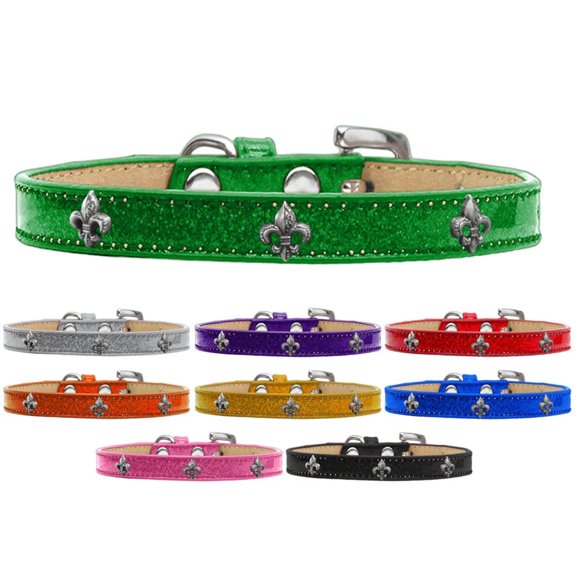 Dog, Puppy Pet Widget Ice Cream Collar, "Silver Fleur De Lis"