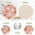thumbnail image 4 of Yayeee 6 PCS Drink Coasters with Holder Set Woven Absorbent Round Tabletop Hot Pad, Pink Cartoon Halloween, 4 of 7