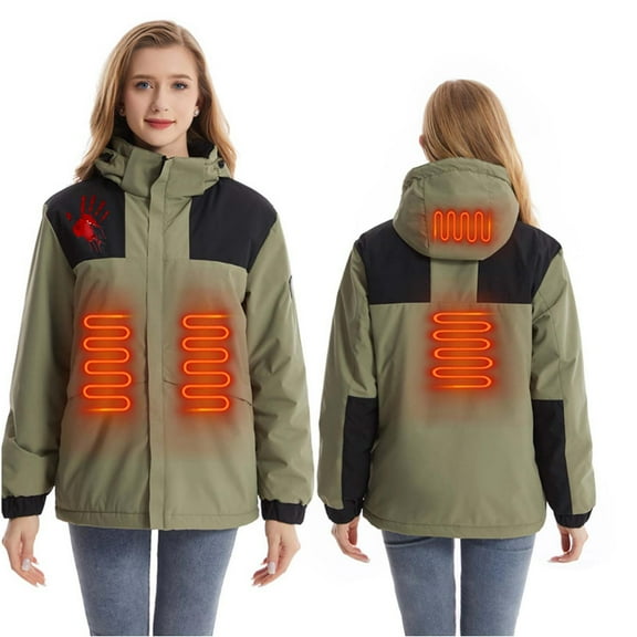 FAVIPT Womens Plus Heated Jacket,Unisex Heated Jacket for Women and Men 4 Heating Zones Coat Unisex Lightweight Warm USB Electric Outdoor Winter Puffer Jackets for Hunting Cold Weather Thermal