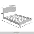 thumbnail image 4 of Castle Place Button Tufted Linen Upholstered Platform Bed, Light Grey, Queen, 4 of 6