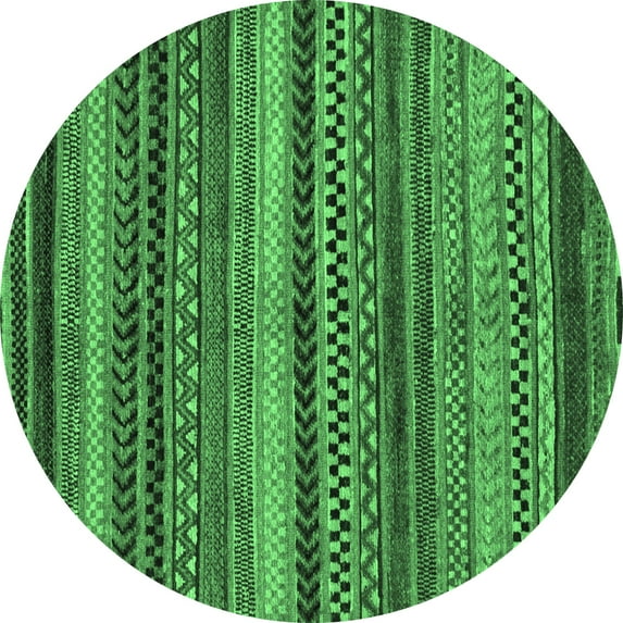 Ahgly Company Indoor Round Abstract Emerald Green Modern Area Rugs, 8' Round