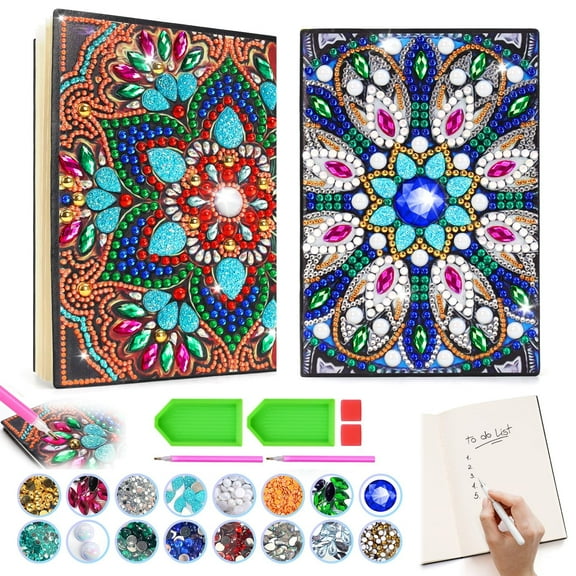 Pearoft Craft Kits for Kids Age 6-8-9-10, Girls Birthday Presents for 5 7 11 12 Year Old Diamond Art Painting Kit Arts and Crafts for Kids Toys for 5-10 Year Old Girl Gifts Diary (2 pcs)