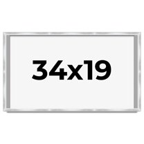 34x19 Frame Silver Whitewashed Wood Grain Solid Wood Shadow Box | 0.75 Inch Moulding Width | 0.75