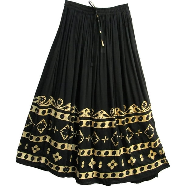 Black and clearance gold indian skirt