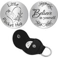thumbnail image 1 of Petit Jeton de Poche Cœur en Cuir Porte-Clés de Poche Jeton de Poche Double Face Message Gravé Souvenir Rond en Acier Inoxydable Pièce Commémorative 1.2 x 1.2 Pouces, 1 of 7