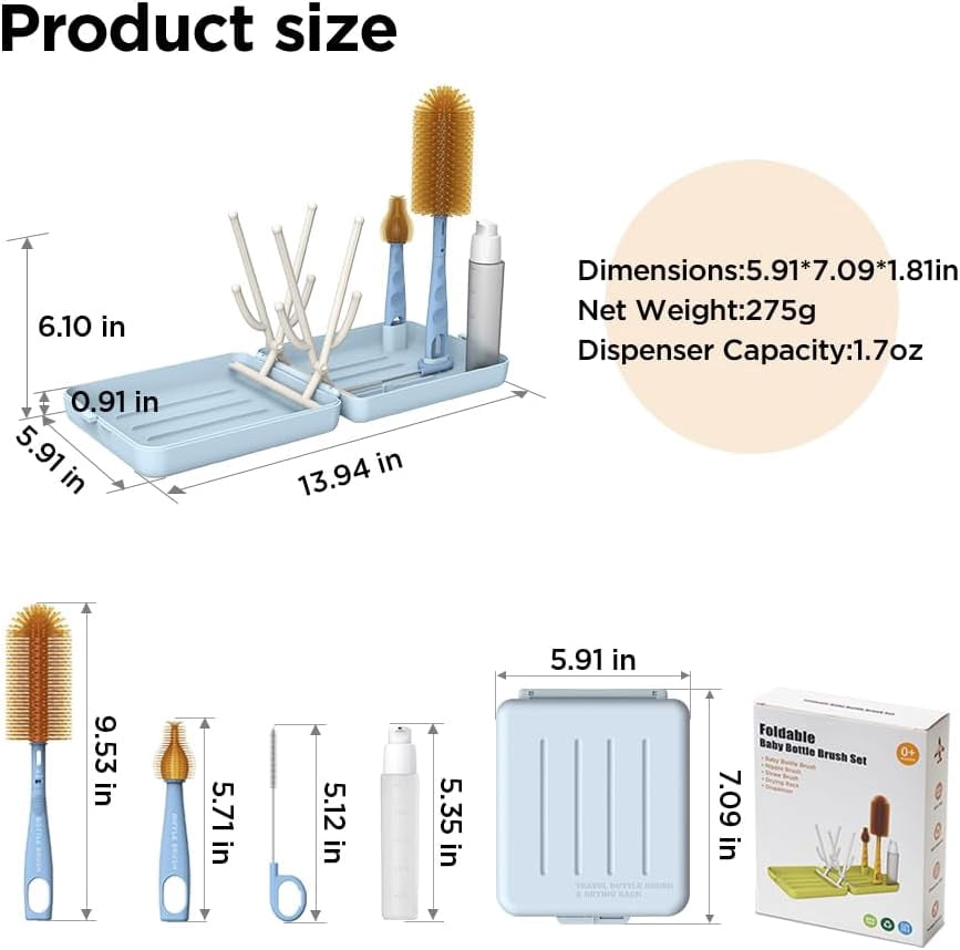 Multifunctional Cup Cleaning & Drying Rack Set with Brush Kit – Space-Saving Sink Organizer for Baby Bottles, Tumblers, and Glassware