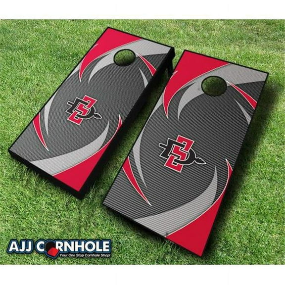 AJJCornhole 110-SanDiegoStateSwoosh San Diego State Aztecs Swoosh Theme Cornhole Set with Bags - 8 x 24 x 48 in.
