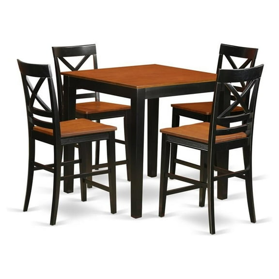 Pemberly Row Pub 5-piece Traditional Wood Dining Set in Black/Cherry