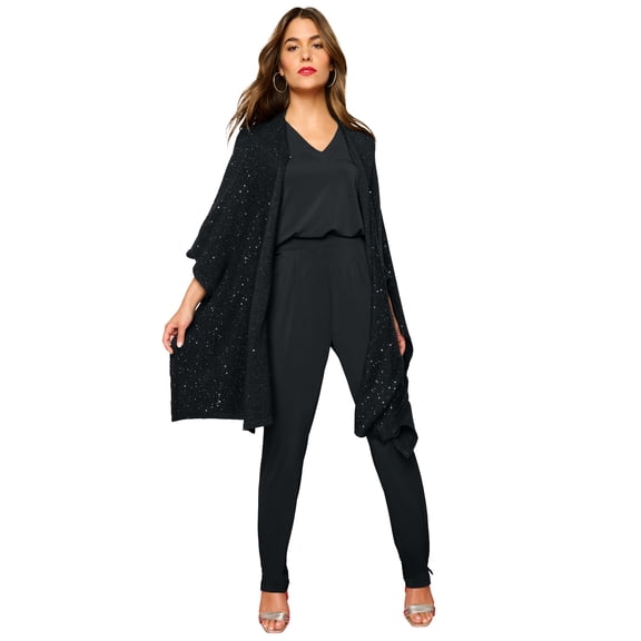 Roaman's Women's Plus Size Sequin Poncho