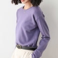 thumbnail image 3 of Ediodpoh Cozy Women's Knit Sweater Loose Fit Round Neck Pullover Versatile for Layering Knit Tops for Women Purple XL, 3 of 5