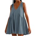 thumbnail image 2 of Gspmoly Robes Grande Taille pour Femmes aux Formes, Mode Femmes Été Décontracté Uni Col en V Sans Manches Robe Mini Robes de Mariage pour Femmes jusqu'à 70 % de Rabais, 2 of 6