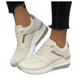 thumbnail image 5 of Jkety Womens Sneakers Women Sneakers Comfort Slip On Wedges Shoes Breathable Mesh Walking Shoes Beige,5.5, 5 of 5