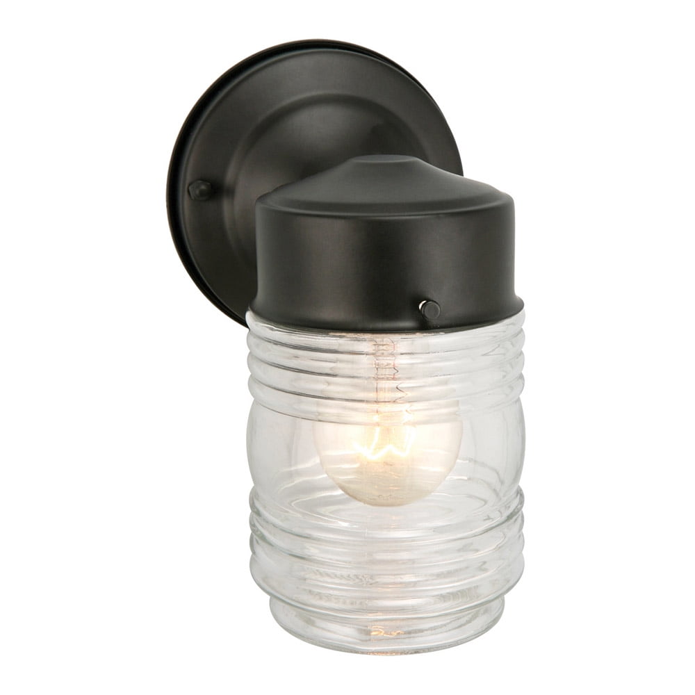Design House 502195 Jelly Jar 1Light Indoor/Outdoor Wall Light, Clear
