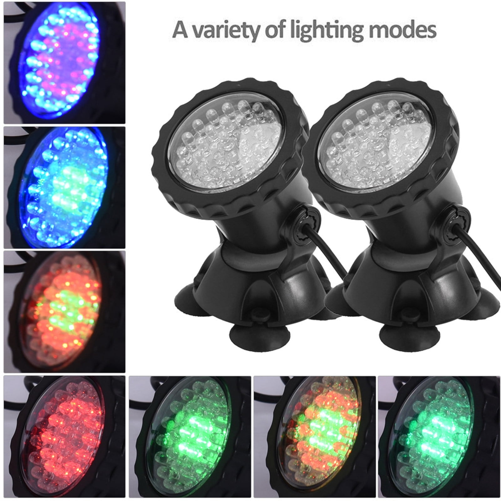 2X IR Remote Submersible 36 LED RGB Pond Spot Lights Underwater Pool Fountain US 